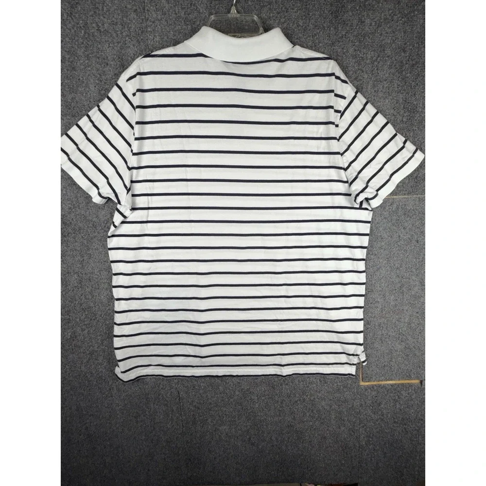 Polo Ralph Lauren Custom Slim Fit Polo Shirt Men 2XL White Blue Striped Golf